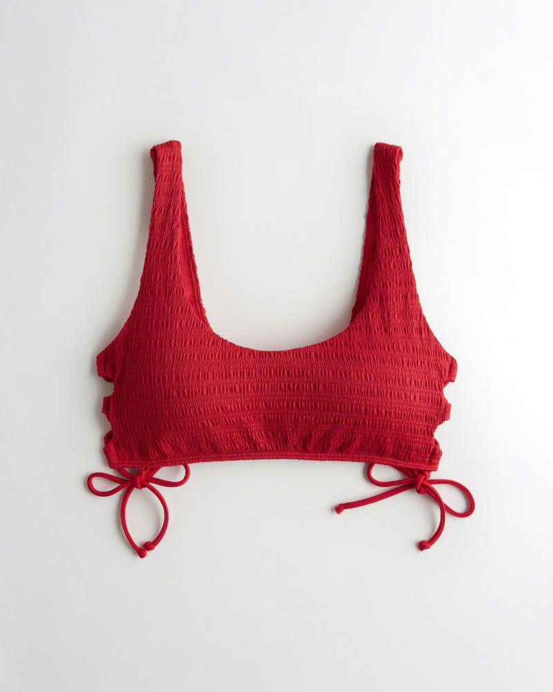 Costumi da Bagno Hollister Donna Side-Tie Smocked Scoop Bikini Rosse Italia (809XJTPV)